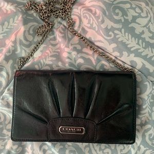 Black leather coach purse
